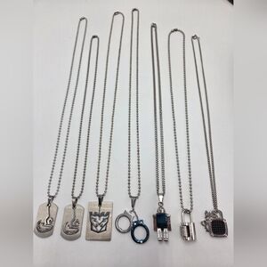 7 pcs 80s Men's Necklace Collection Goth Grudge Emo Biker